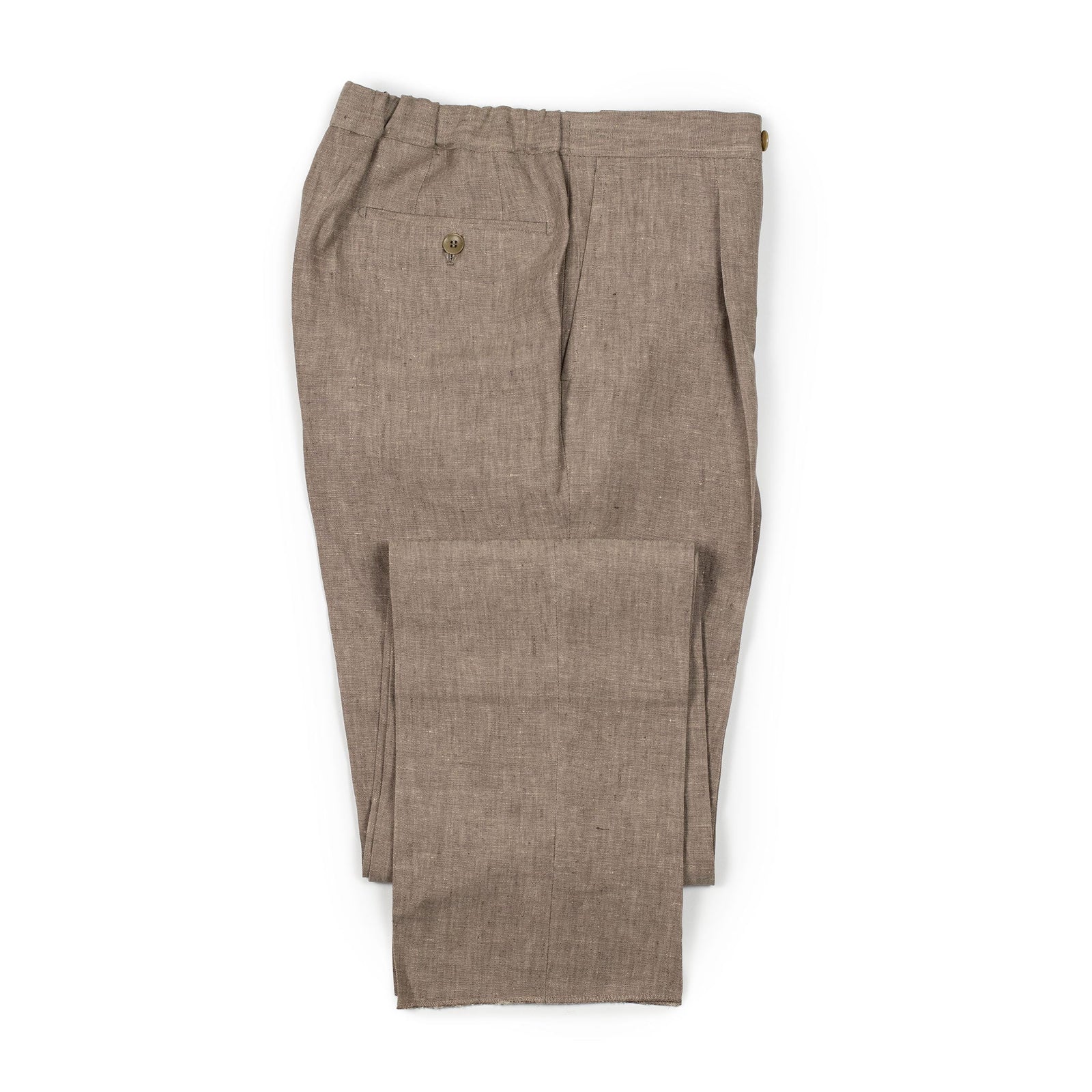 Exclusive Single Pleated Easy Pants In Light Brown Italian Linen