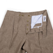 Exclusive Single Pleated Easy Pants In Light Brown Italian Linen