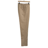 Manhattan Pleated High Rise Tapered Trousers In Beige Cotton Linen