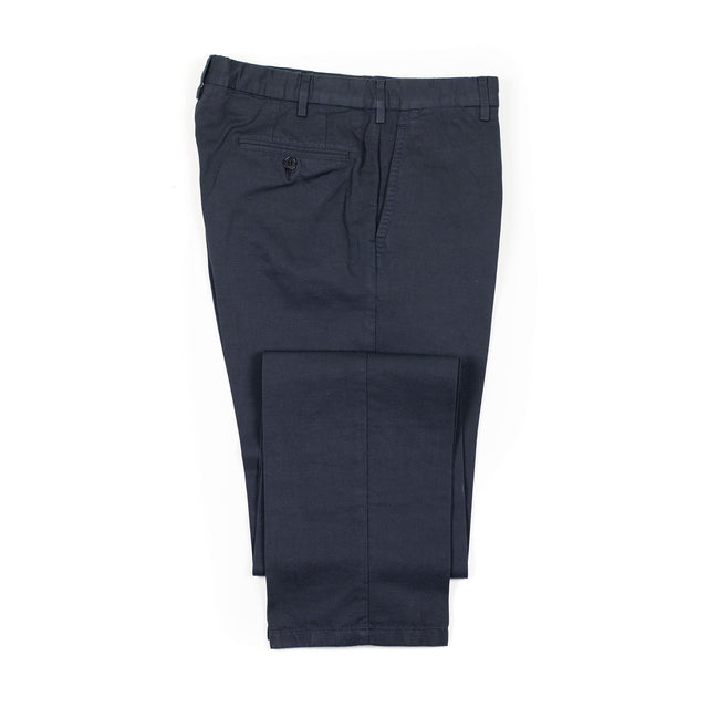 Midtown flat-front trousers in navy medium-weight cotton/linen