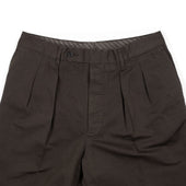 Brooklyn Double Pleated High Rise Trousers In Brown Cotton Linen