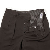 Brooklyn Double Pleated High Rise Trousers In Brown Cotton Linen