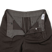 Brooklyn Double Pleated High Rise Trousers In Brown Cotton Linen