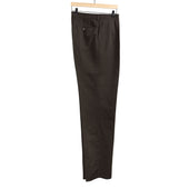Brooklyn Double Pleated High Rise Trousers In Brown Cotton Linen