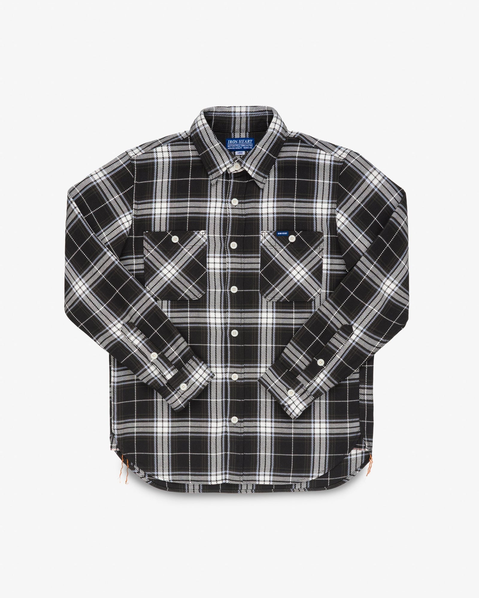 9oz Selvedge Flannel Check Work Shirt - Black