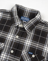 9oz Selvedge Flannel Check Work Shirt - Black