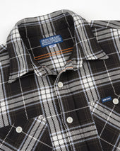 9oz Selvedge Flannel Check Work Shirt - Black