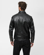 Japanese Horsehide Rider’s Jacket with Collar - Black (Tea-Core Dyed)