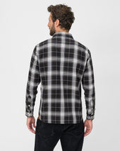 9oz Selvedge Flannel Check Work Shirt - Black