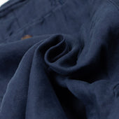 Pleated Tapered Trousers In Blue Washed Linen