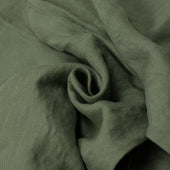 Pleated Tapered Trousers In Green Washed Linen