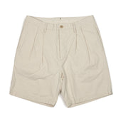 Pleated shorts in Kurashiki natural 10oz washed cotton canvas