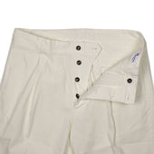 Aantioco Single Pleat Trousers In Panna Off White Cotton Twill