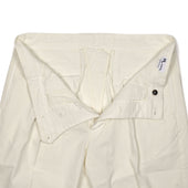 Aantioco Single Pleat Trousers In Panna Off White Cotton Twill