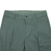 Aantioco Single Pleat Trousers In Green Cotton Twill