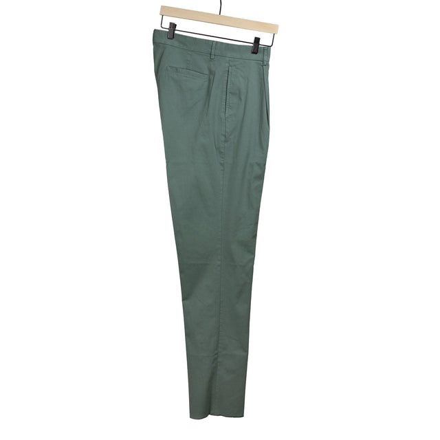 Aantioco single pleat trousers in sage green cotton twill