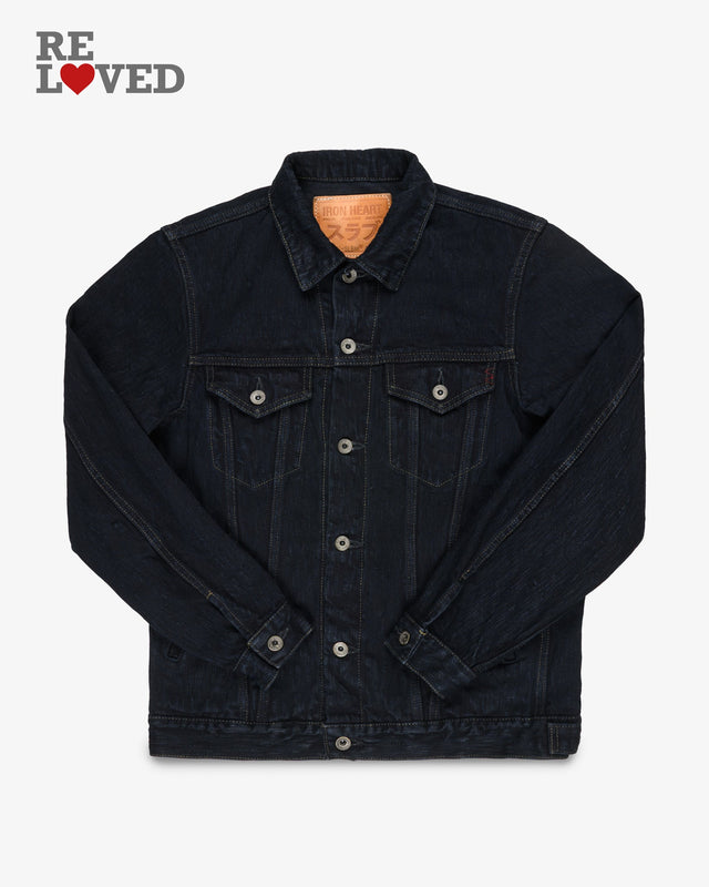 16oz Slubby Selvedge Denim Type III Jacket - Indigo Overdyed Black (IH-526J-SLBOD) Size Large