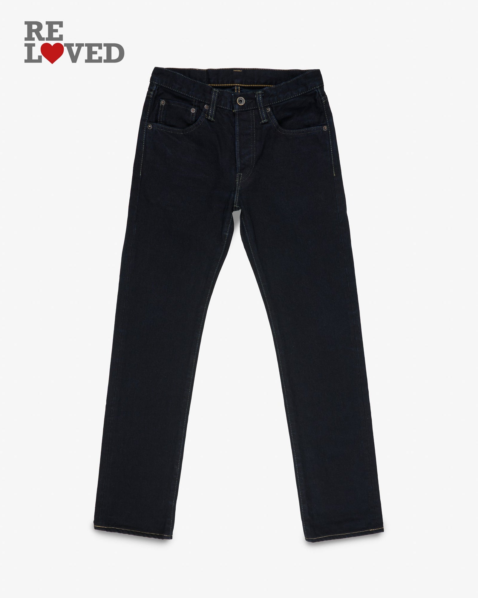 14oz Selvedge Denim Slim Tapered Cut Jeans Indigo Overdyed Tag 28 Hemmed To 30 0