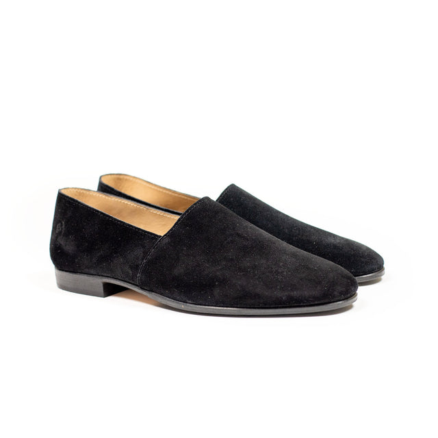 Maury slippers in black calf suede