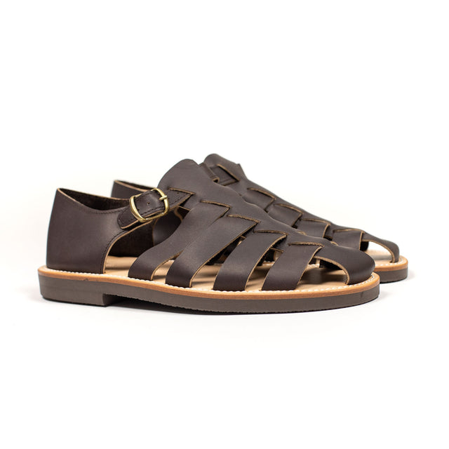 Geronimo fisherman sandals in cafe calf leather