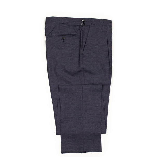 x Sartoria Carrara: side tab trousers in Fox Bros char-navy Golden Fox tropical wool (separates)