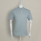 Short Sleeve Knitted Polo Shirt In Light Grey