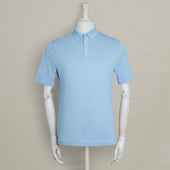 Short Sleeve Knitted Polo Shirt In Sky