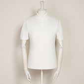 Short Sleeve Knitted Polo Shirt In Cream