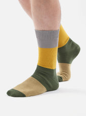 Grey Gold Cotton Bold Stripe Sock