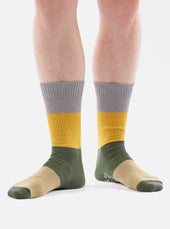 Grey Gold Cotton Bold Stripe Sock
