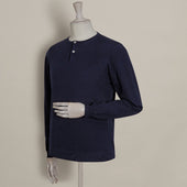 Knitted Cotton Henley Shirt In