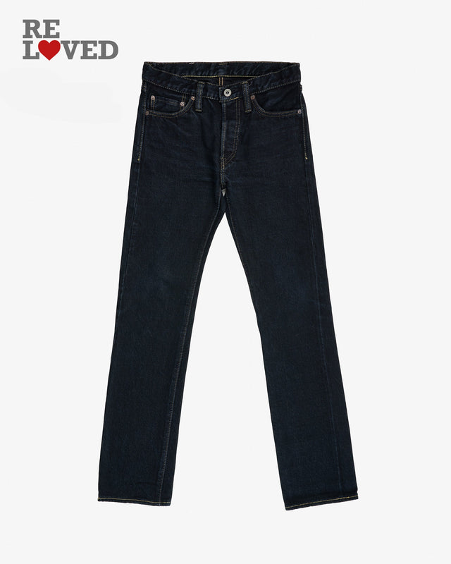 18oz Selvedge Indigo Slim Straight Cut - Indigo Overdyed Black (IH-666Sod) Tag 30, Hemmed to 32.4''