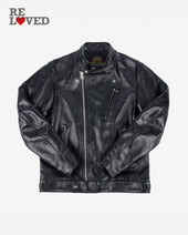 Japanese Horsehide Double Motorcycle Jacket - Black (IHJ-128-BLK) Size XL