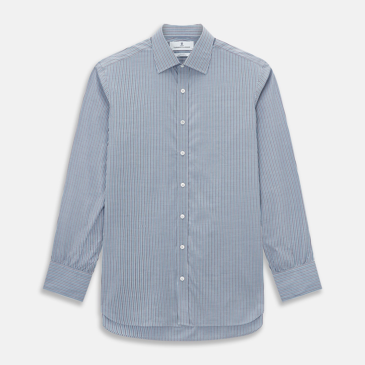 Grey Ticking Stripe Mayfair Shirt