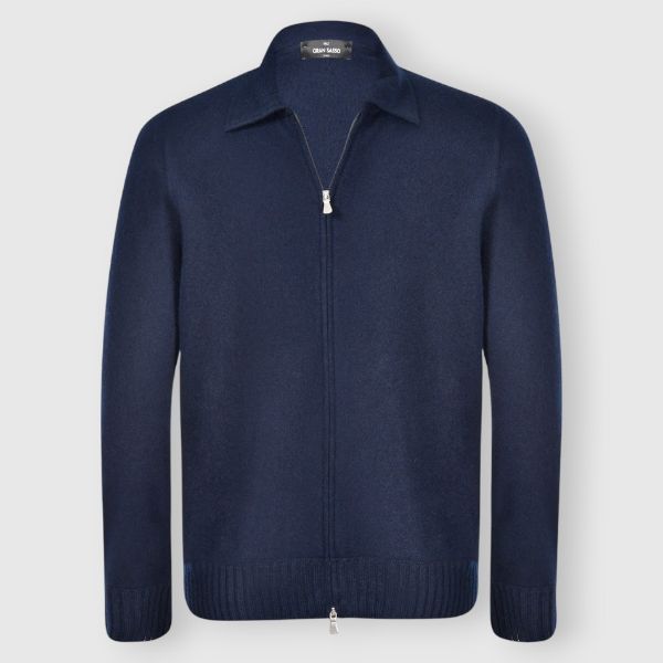 Felted cashmere knitted zip shirt