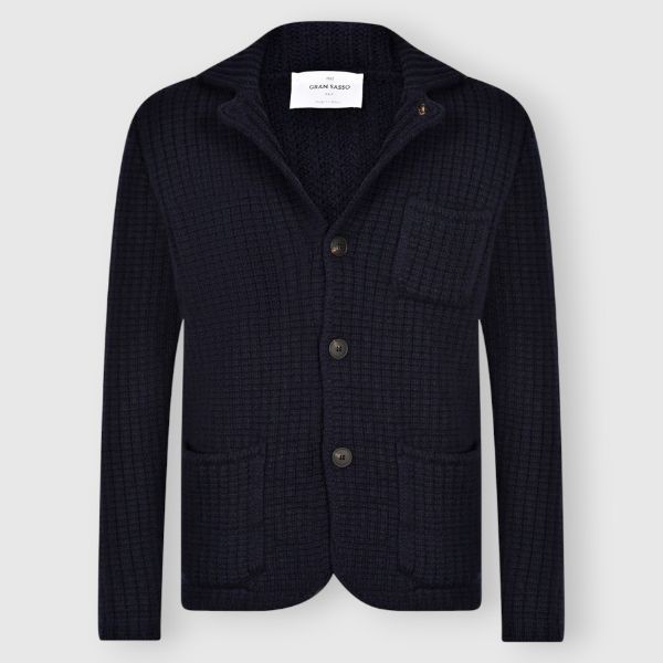 Waffle stitch super geelong knit jacket