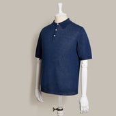 Short Sleeve Knitted Linen Polo Shirt In
