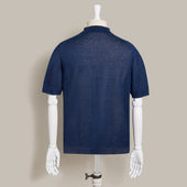 Short Sleeve Knitted Linen Polo Shirt In