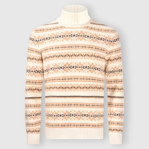 Patterned jacquard boucle' turtleneck