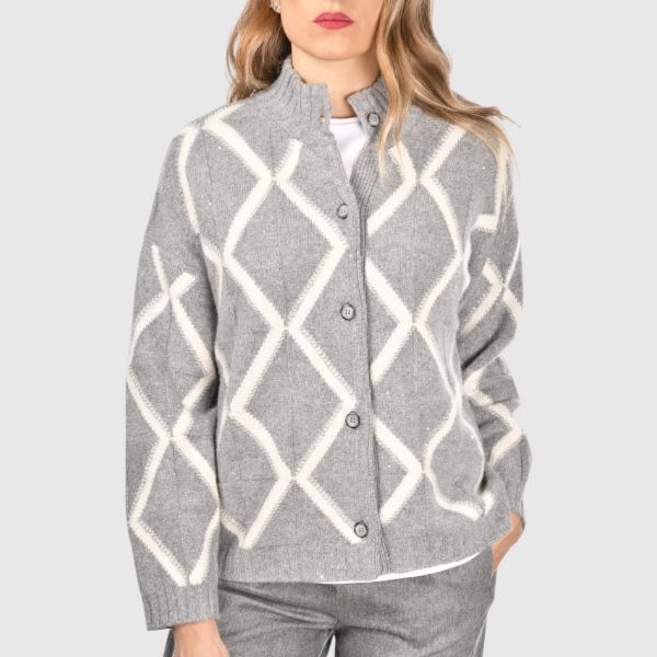 Diamond jacquard cardigan