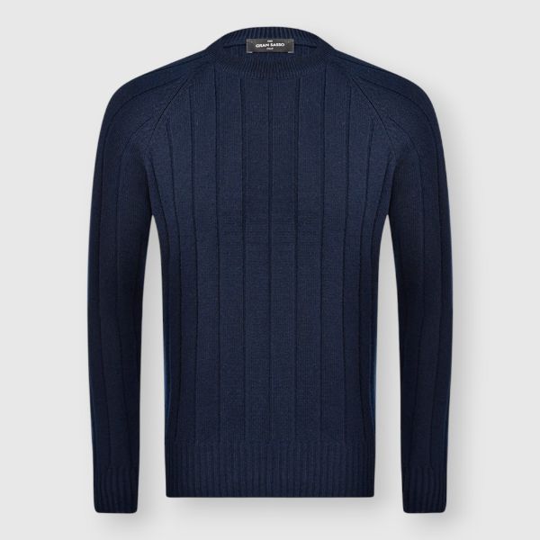 Ribbed cashmere crew neck