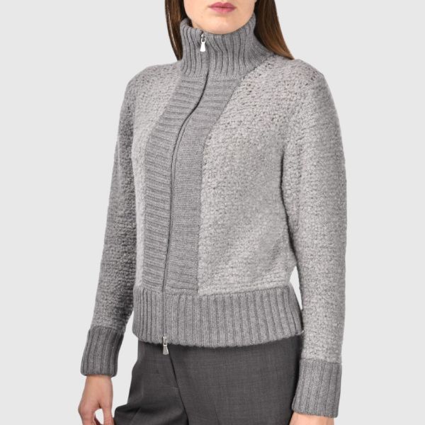 Boucle' zip bomber jacket