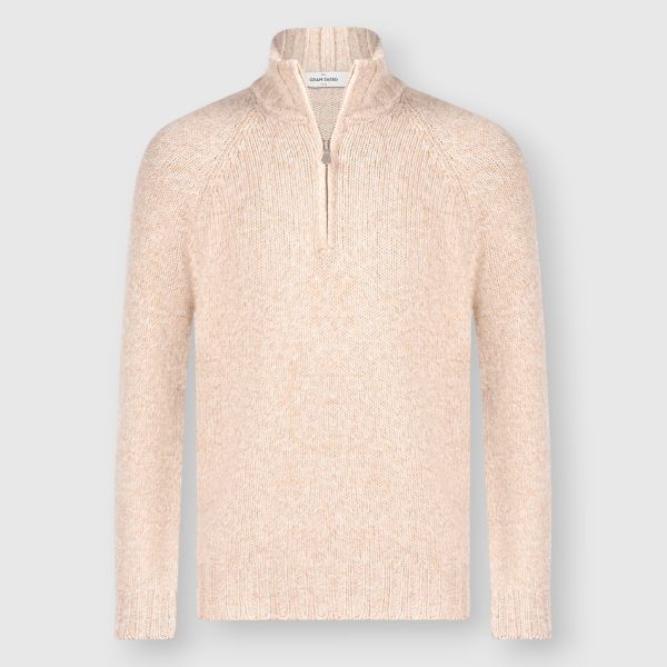 Mouline' zip mock neck