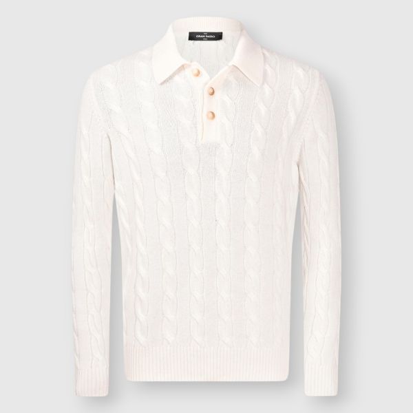 Cabled Cashmere Polo