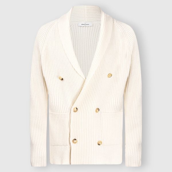 Fisherman S Rib Double Breasted Cardigan