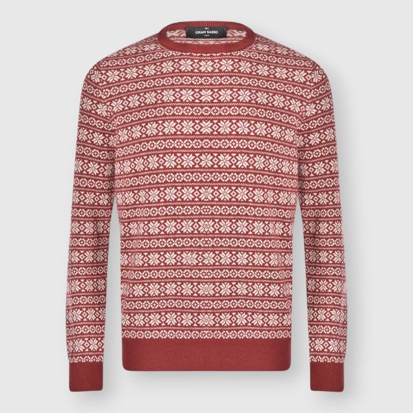 Patterned jacquard crew neck