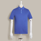 Short Sleeve Knitted Polo Shirt In Blue