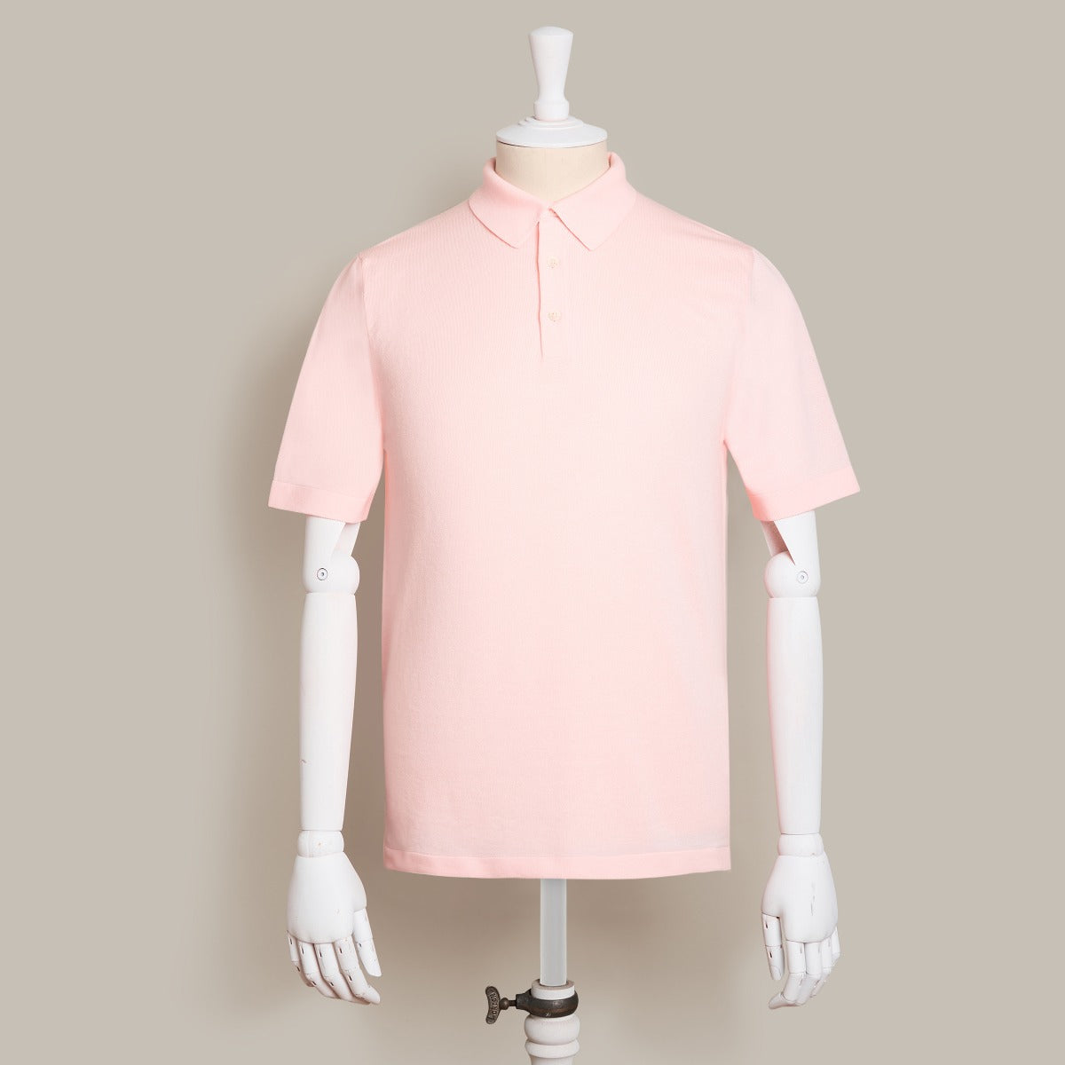 Short Sleeve Knitted Polo Shirt In Light