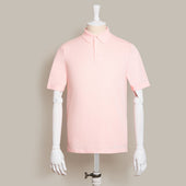 Short Sleeve Knitted Polo Shirt In Light Pink