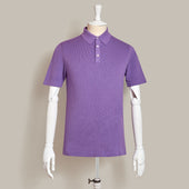 Short Sleeve Knitted Polo Shirt In Purple